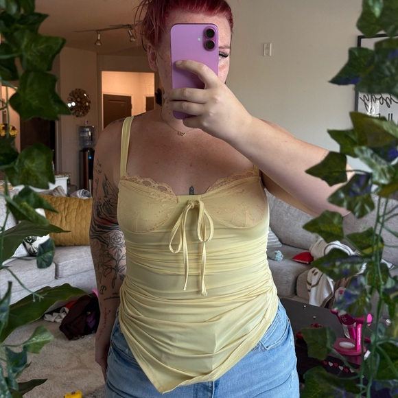 Yellow Lace Trim Camisole - Picture 1 of 4